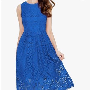 SOLD VEIISAR sleeveless lace fit flare Elegant cocktail party dress blue 2XL